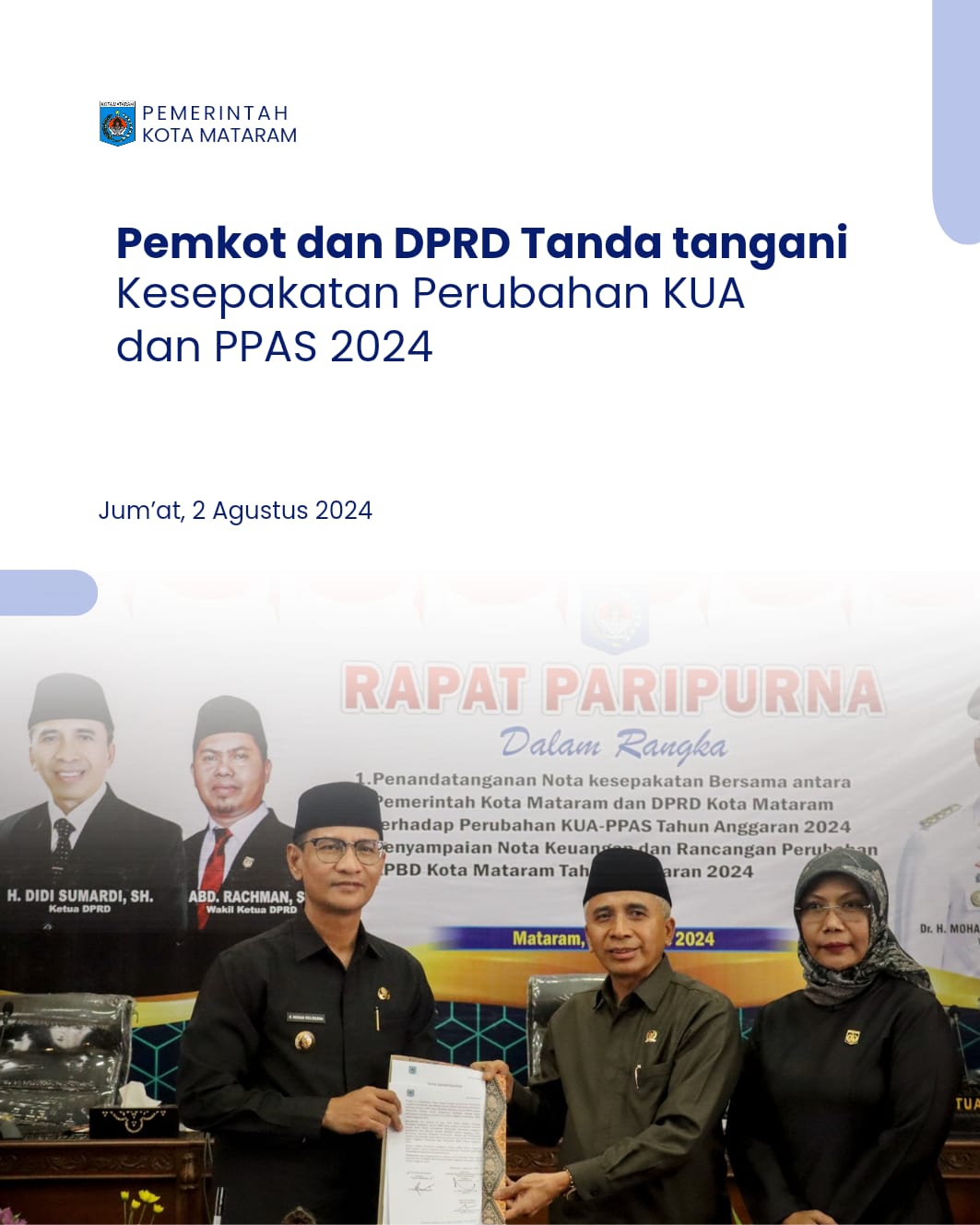 Pemkot dan DPRD Tandatangani Kesepakatan Perubahan KUA dan PPAS 2024   