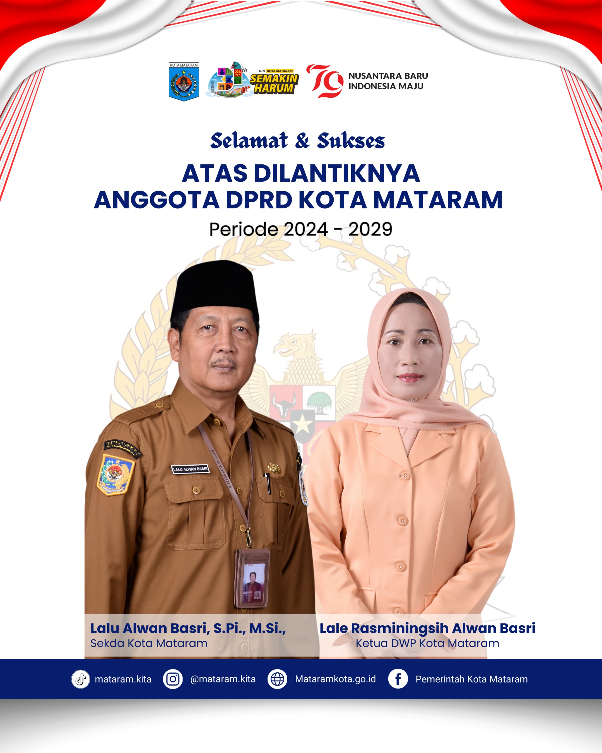 Selamat Atas Dilantiknya Anggota DPRD Kota Mataram Periode 2024-2029  