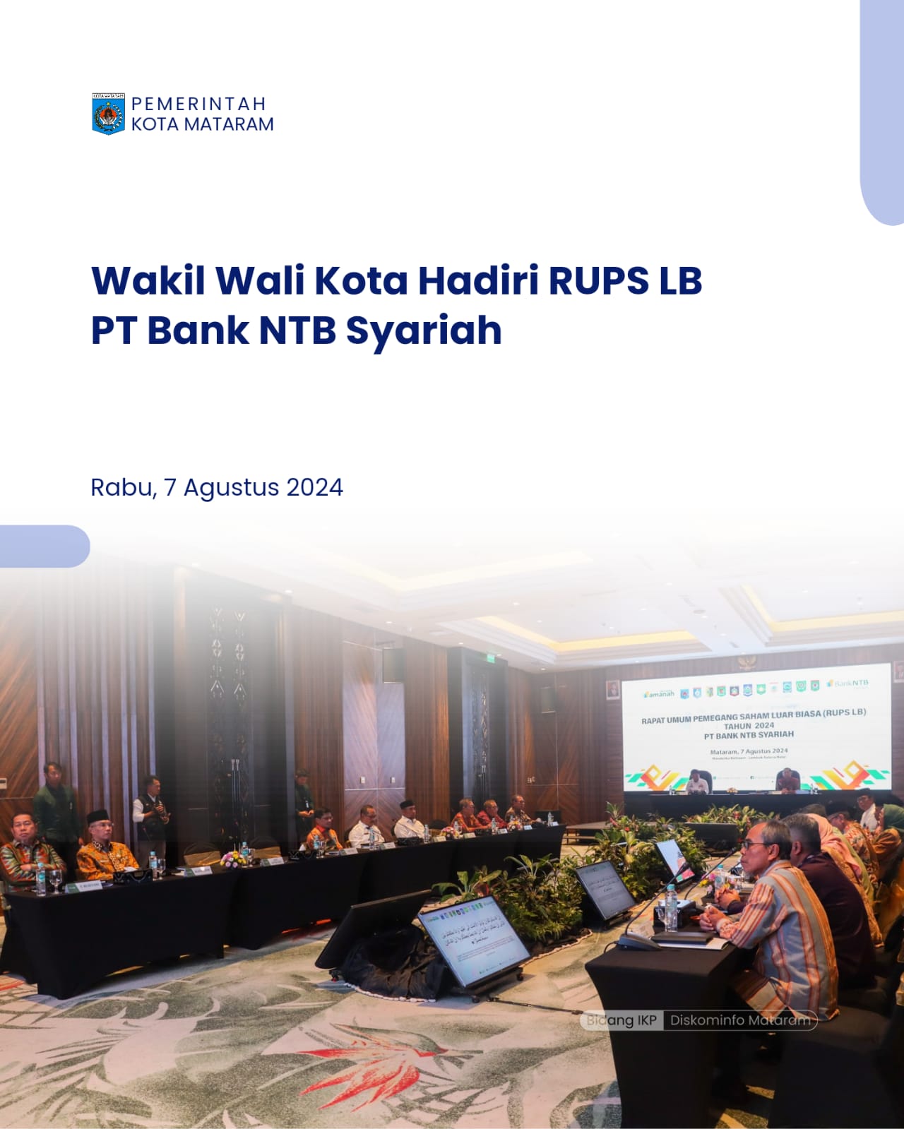 Wakil Wali Kota Mataram Hadiri RUPS LB, PT Bank NTB Syariah