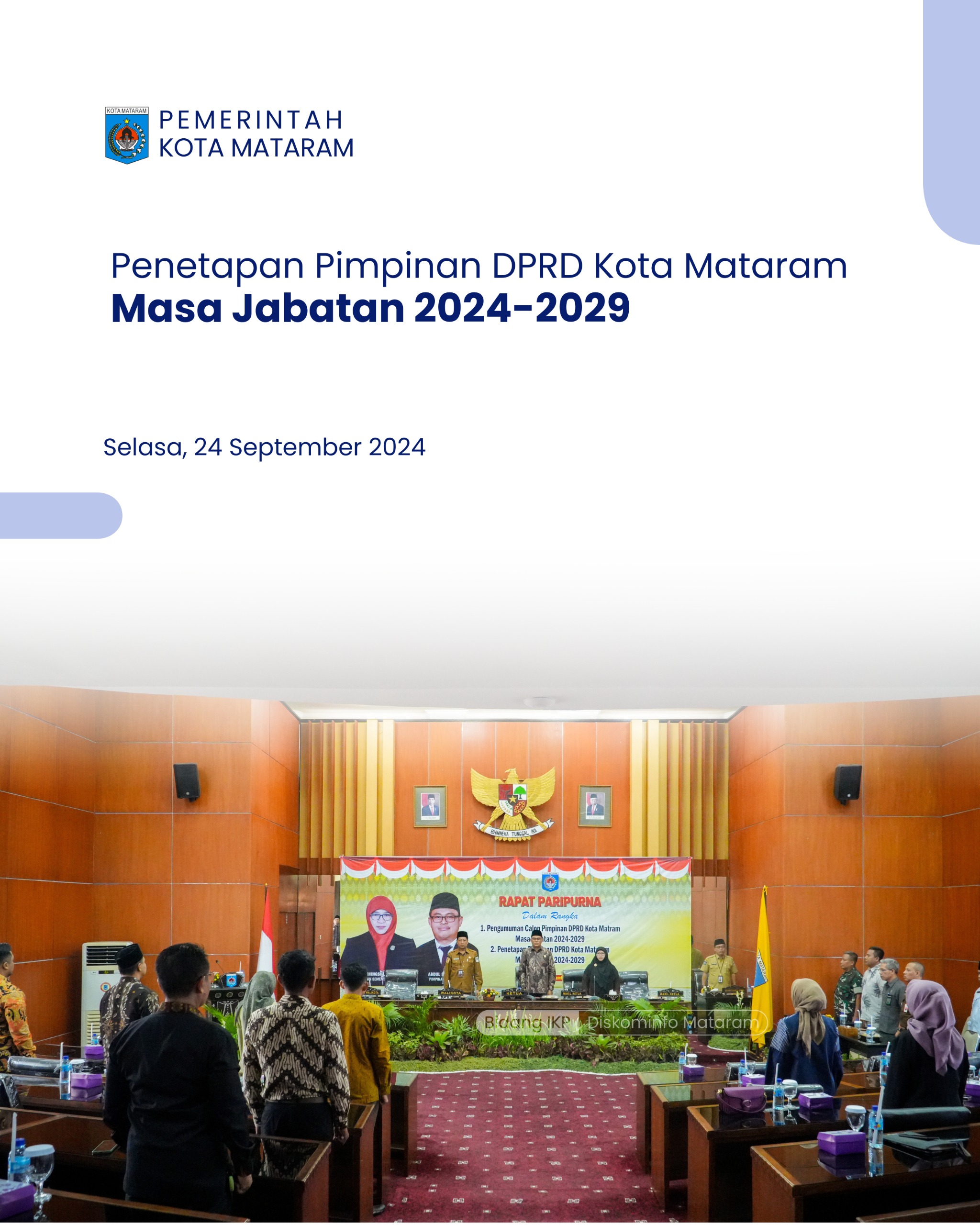 Penetapan Pimpinan DPRD Kota Mataram Masa Jabatan 2024-2029