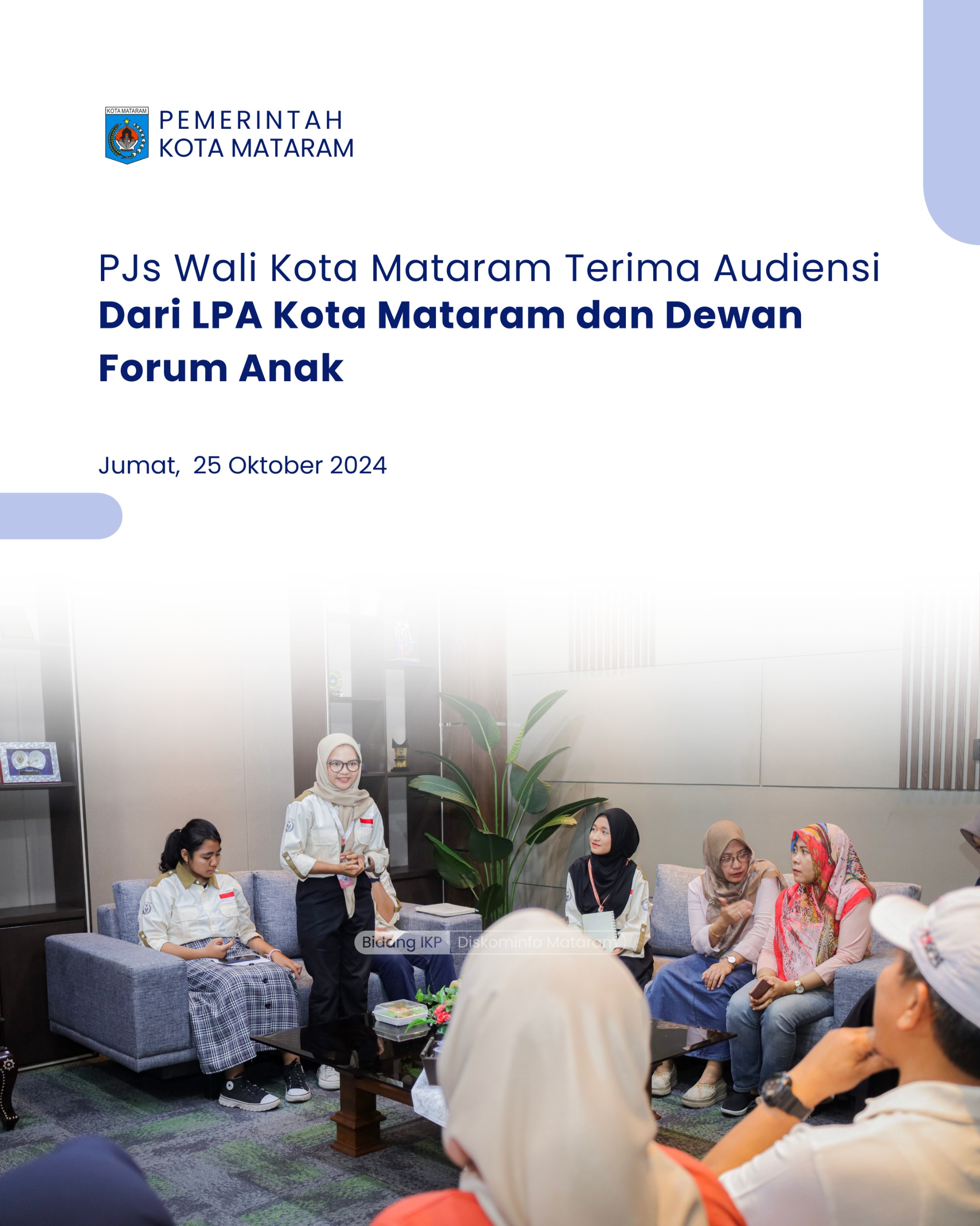 Pjs Wali Kota Mataram Terima Audiensi dari LPA Kota Mataram dan Dewan/Forum Anak