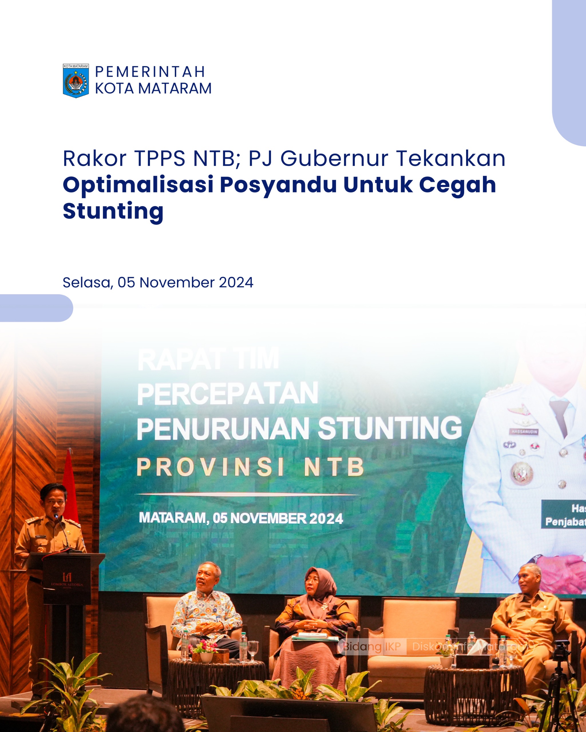 Rakor TPPS NTB: Pj Gubernur Tekankan Optimalisasi Posyandu untuk Cegah Stunting