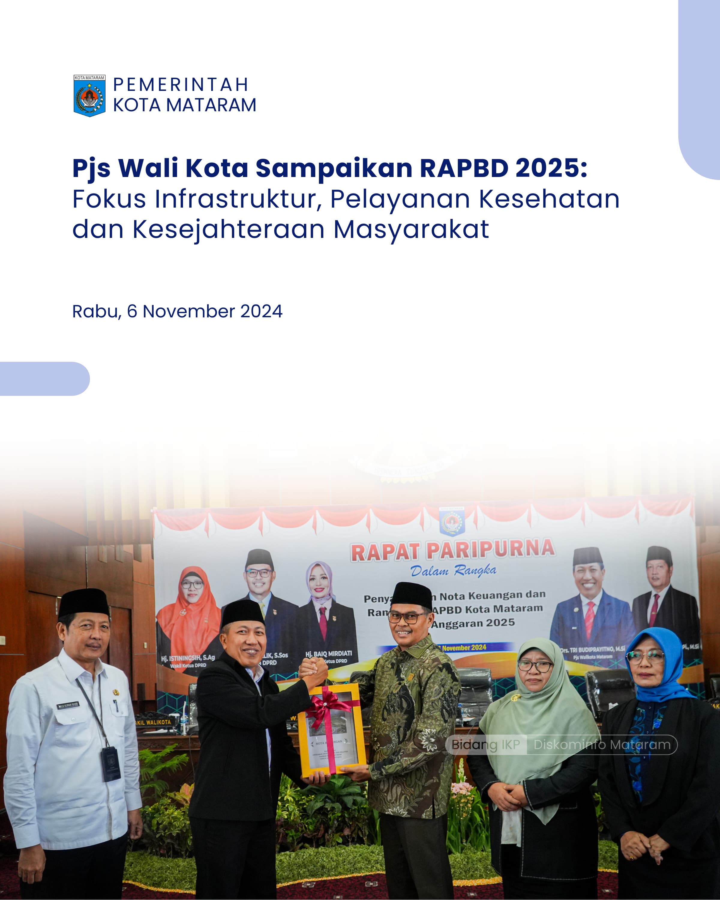 Pjs Wali Kota Sampaikan RAPBD 2025: Fokus Infrastruktur, Pelayanan Kesehatan dan Kesejahteraan Masyarakat