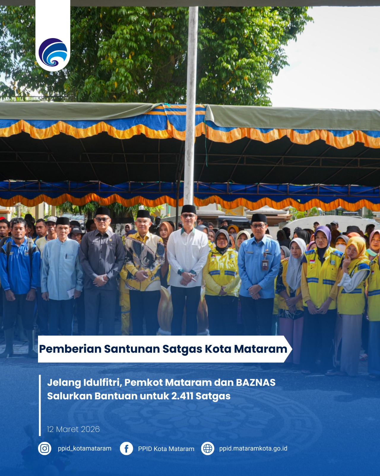 Jelang Idulfitri, Pemkot Mataram dan BAZNAS Salurkan Bantuan untuk 2.411 Satgas