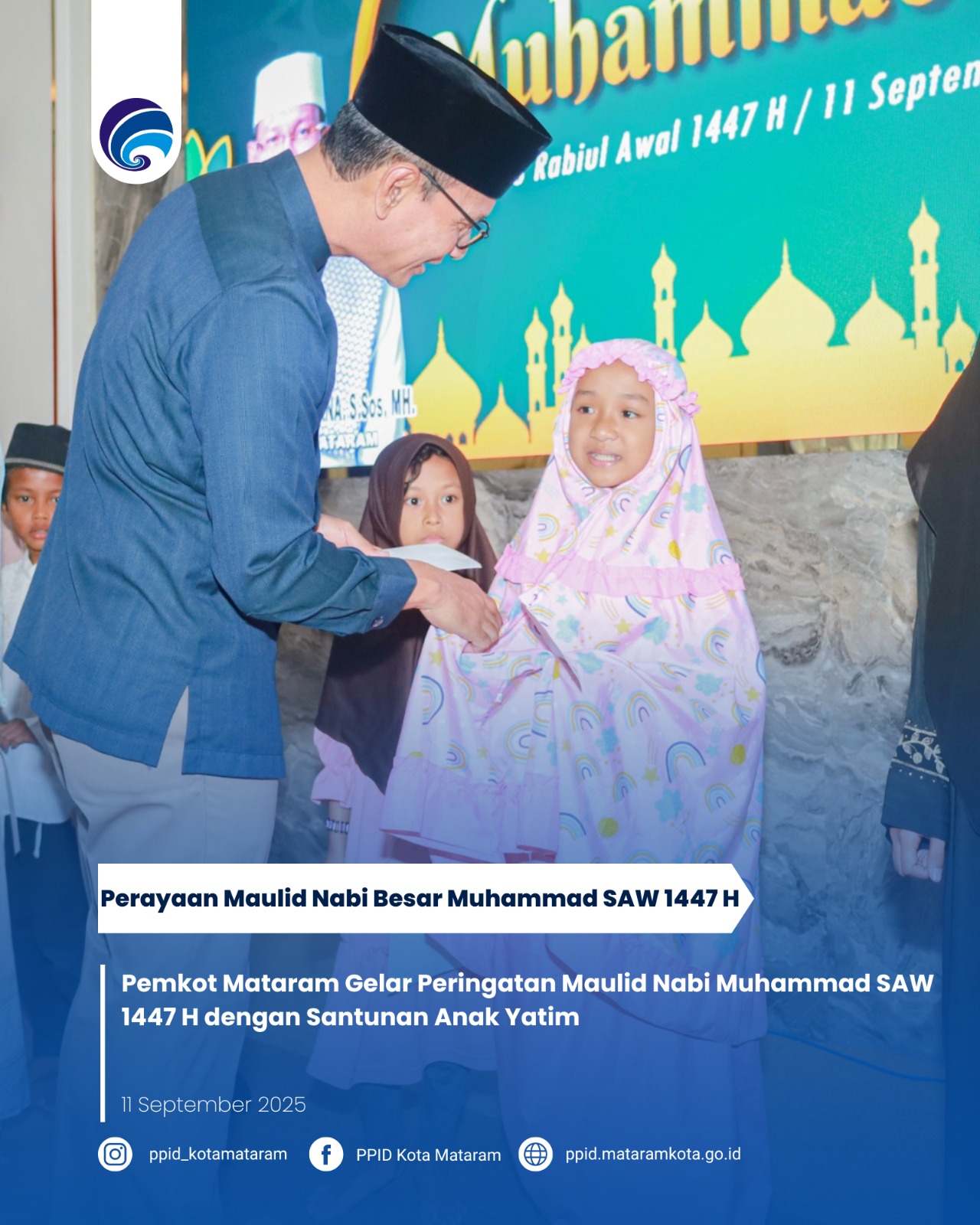 Pemkot Mataram Gelar Peringatan Maulid Nabi Muhammad SAW 1447 H dengan Santunan Anak Yatim