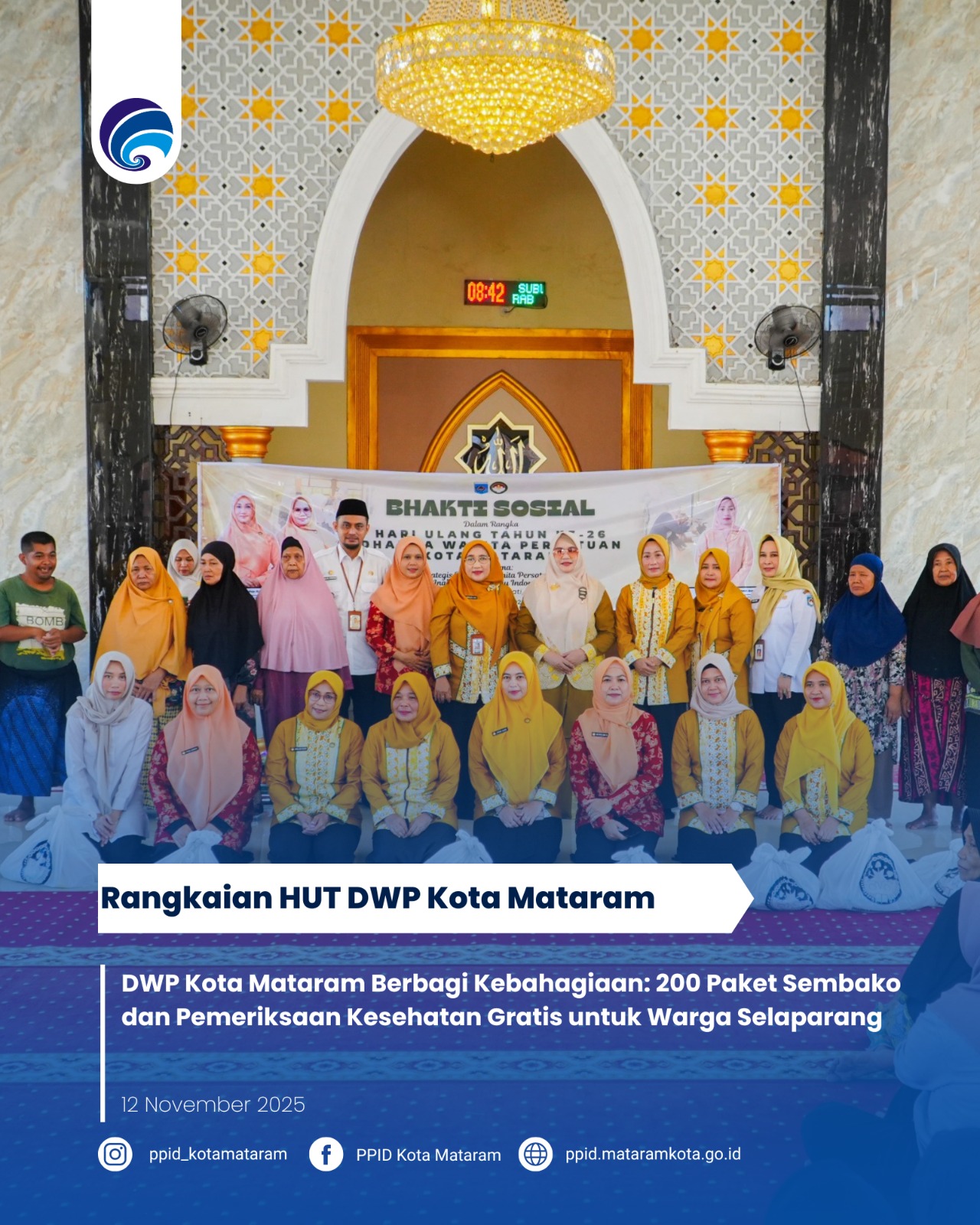 DWP Kota Mataram Berbagi Kebahagiaan: 200 Paket Sembako dan Pemeriksaan Kesehatan Gratis untuk Warga Selaparang