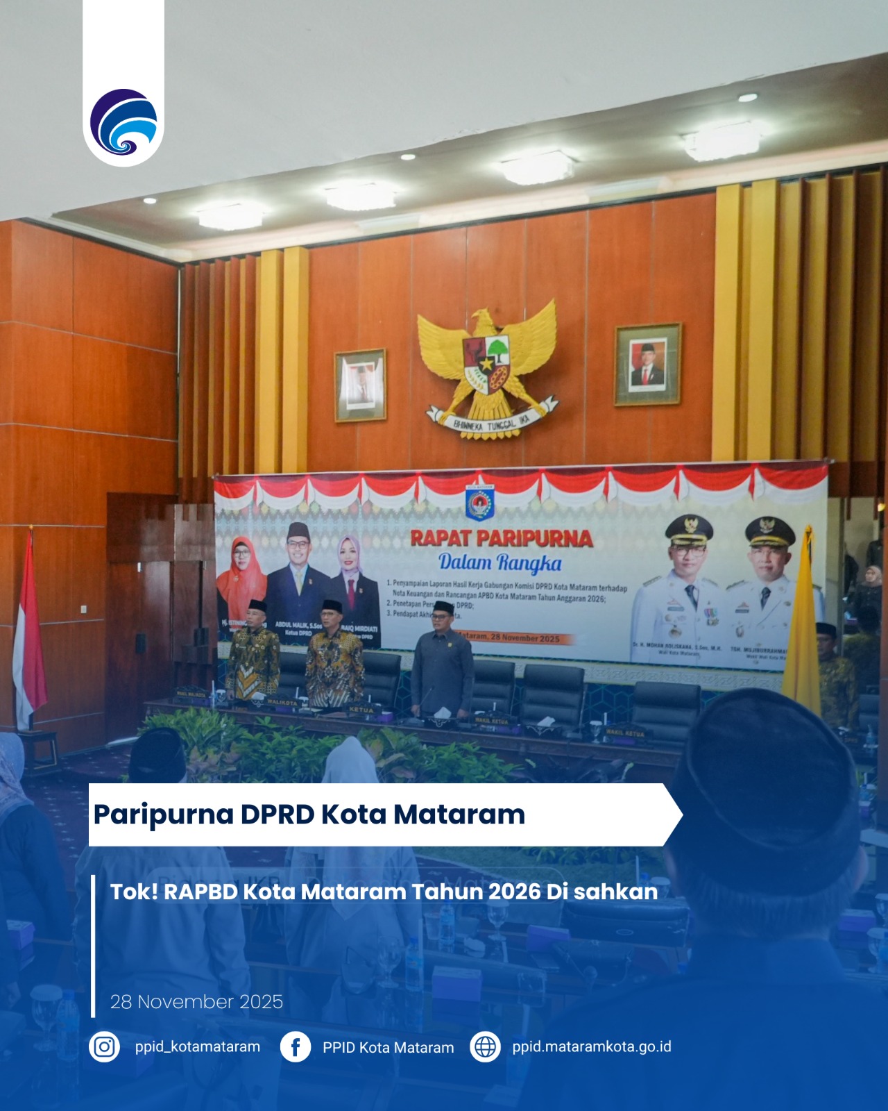 Tok! RAPBD Kota Mataram Tahun 2026 Di sahkan