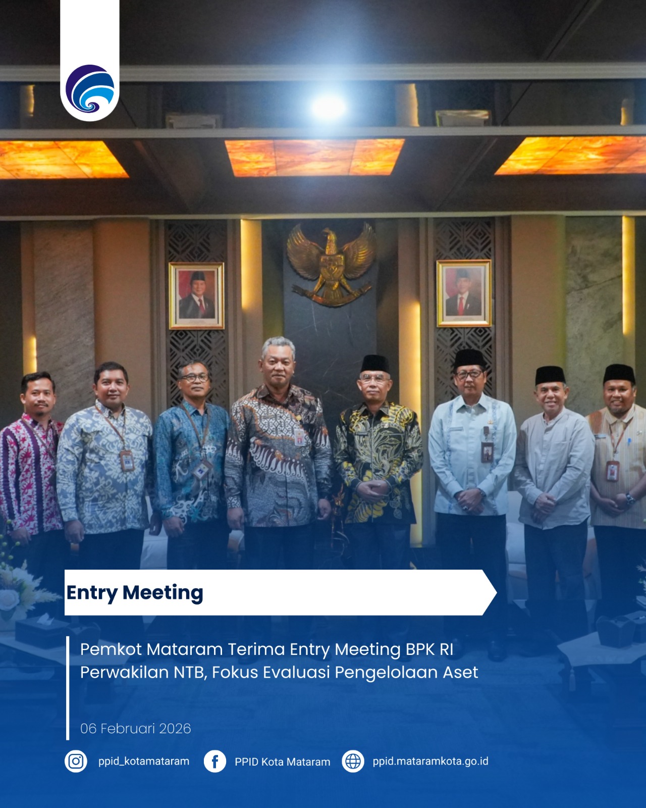 Pemkot Mataram Terima Entry Meeting BPK RI Perwakilan NTB, Fokus Evaluasi Pengelolaan Aset